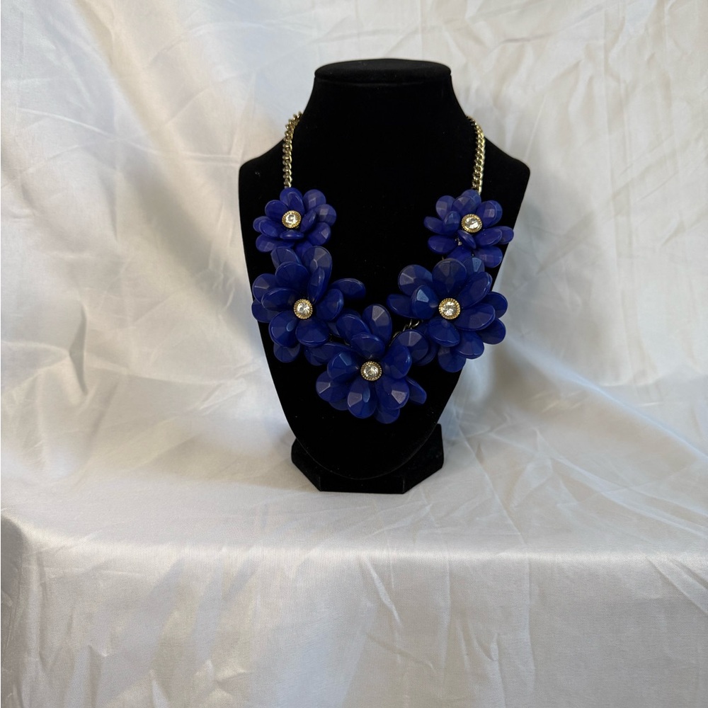 Source Unknown Blue and Gold Statement Necklace